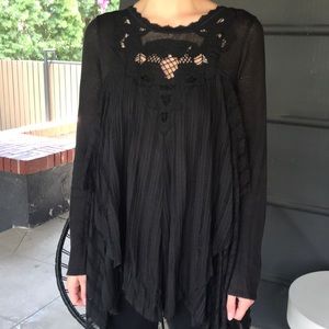 Free people Black lace blouse